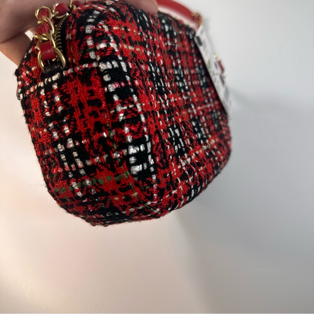 Chanel Tweed Camera Bag Red Black CC - Picture 6 of 11